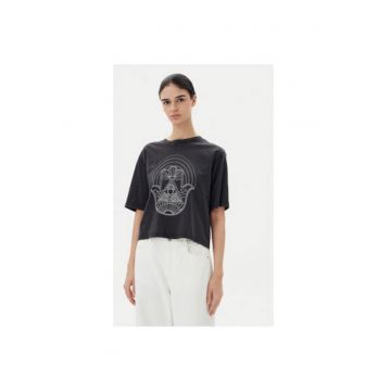 Tricou dama  15341561 - Bumbac - Negru