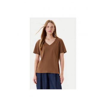 Tricou dama  3BVXD400H - Bumbac - Maro