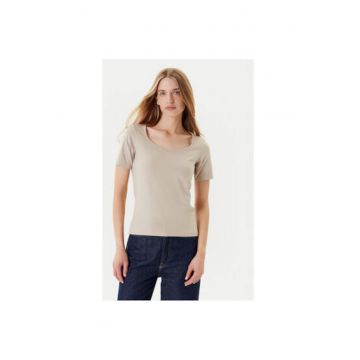 Tricou dama  3FJHD401P - Bumbac - Bej
