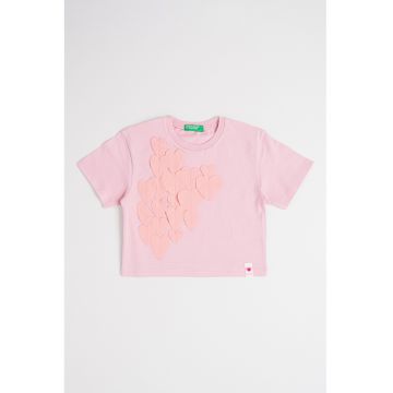 Tricou de bumbac cu decolteu la baza gatului