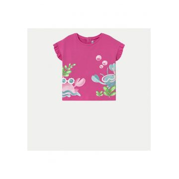 Tricou fete  1048 - Bumbac/Elastan - Roz