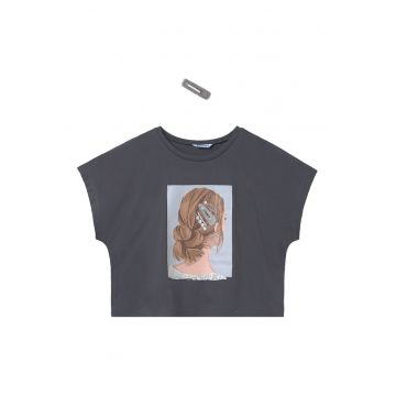 Tricou fete  6021 - Bumbac - Gri