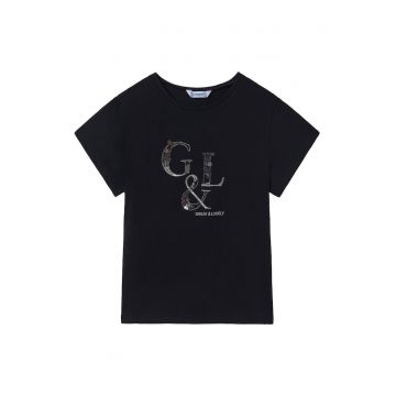 Tricou fete  854 - Bumbac/Elastan - Negru