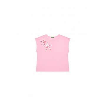 Tricou pentru fete  3I1XC10P0 - Bumbac organic - Roz