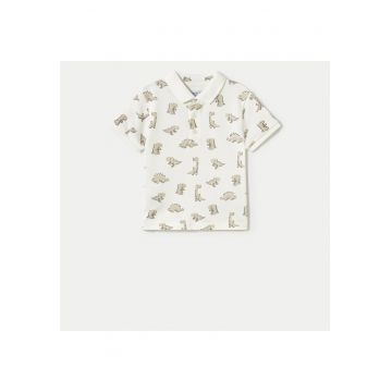 Tricou Polo baieti  1109 - Bumbac/Elastan - Alb