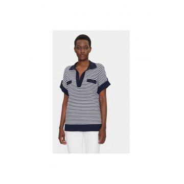 Tricou Polo dama  58672 CAIO - Viscoza/Poliamida - Alb/Bleumarin