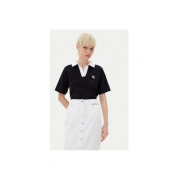 Tricou polo dama  A2W17111 - Bumbac organic - Negru