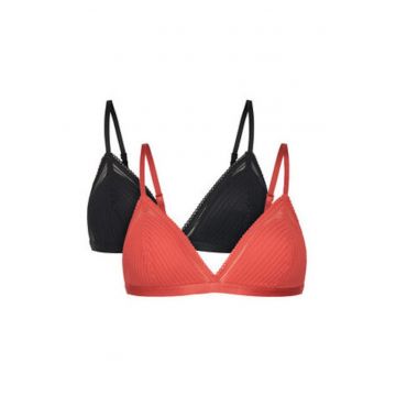 Set 2 sutiene 2X0464 -  Poliester/Poliamida - Negru/Rosu