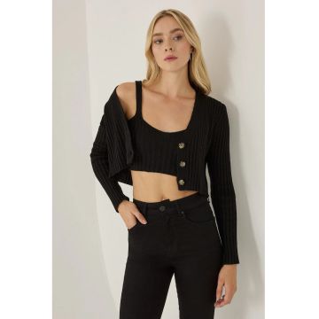 Set top -  doua piese - negru - acril