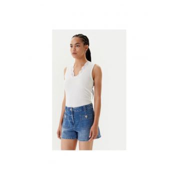 Top dama  251-DADILO - Poliester reciclat/Viscoza - Alb
