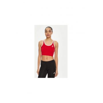 Top slim fit crop cu imprimeu uni