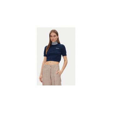Tricou crop cu guler inalt
