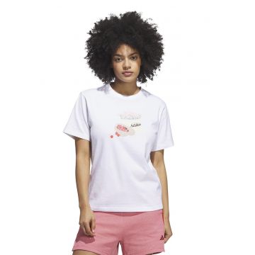 Tricou cu decolteu la baza gatului si imprimeu