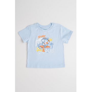Tricou cu decolteu la baza gatului si imprimeu grafic