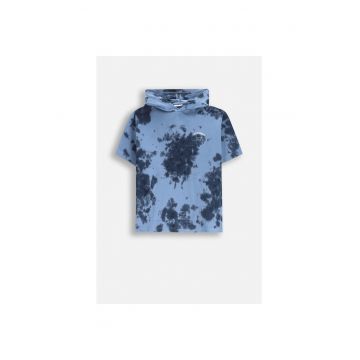 Tricou cu gluga -  bumbac - pentru baieti - albastru