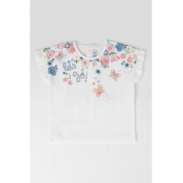 Tricou cu imprimeu si maneci cu volane
