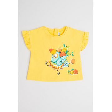 Tricou cu imprimeu si maneci cu volane