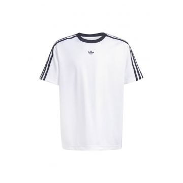 Tricou cu logo pe piept si dungi contrastante pe maneci
