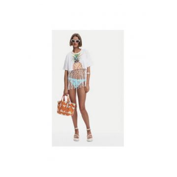 Tricou dama  25SWTKAN - Bumbac - Ecru