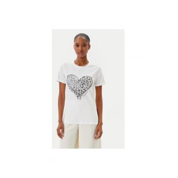 Tricou dama  FR25ST3019J401N5 - Bumbac - Alb