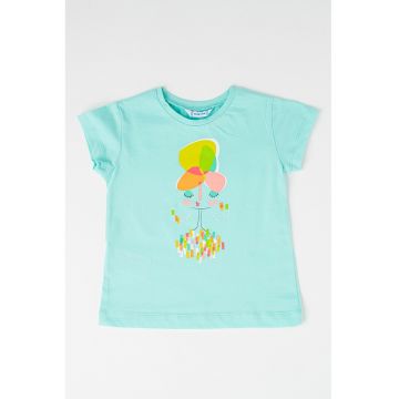 Tricou de bumbac cu decolteu la baza gatului