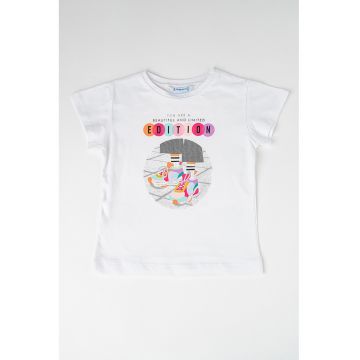 Tricou de bumbac cu decolteu la baza gatului