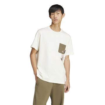Tricou din bumbac cu buzunar pe piept Lens