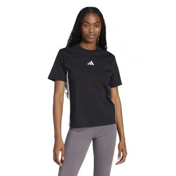 Tricou din bumbac cu decolteu la baza gatului