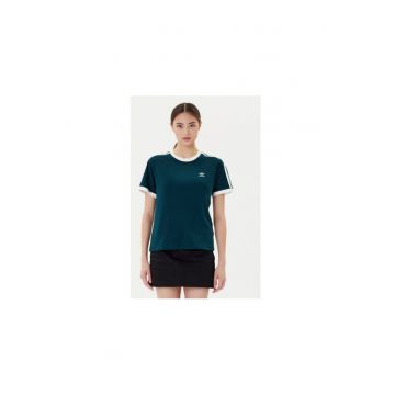 Tricou din bumbac cu terminatii constrastante si logo frontal