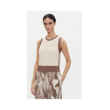 Tricou fara maneci cu aspect brodat