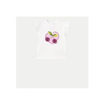 Tricou fete  1042 - Bumbac/Elastan - 4 ani - Alb