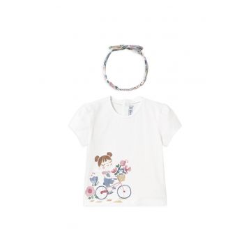 Tricou fete  1044 - Bumbac/Elastan - 4 ani - Alb