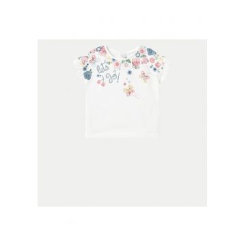 Tricou fete  1048 - Bumbac/Elastan - 4 ani - Alb