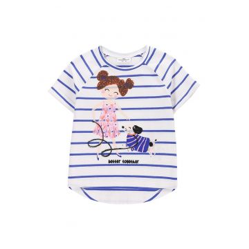 Tricou fete  WC5143203FGK - Bumbac/Elastan - Alb/Albastru
