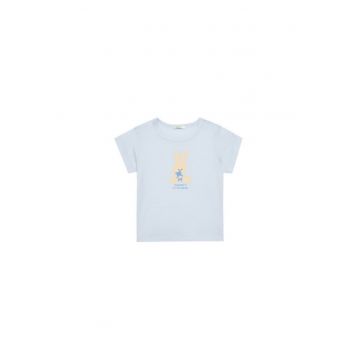 Tricou pentru fete  3I1XA1067 - Bumbac organic - Albastru