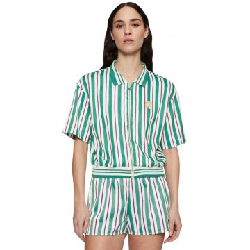 Tricou polo dama  Lassance verde-crem - material uscare rapida - guler cu nervuri