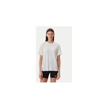 Tricou uni lejer cu decolteu la baza gatului