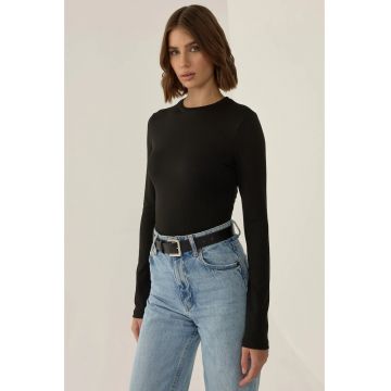 Body  slim fit - maneca lunga - negru