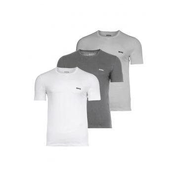 Set de tricouri din bumbac cu logo discret pe piept - 3 piese