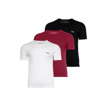 Set de tricouri din bumbac cu logo discret pe piept - 3 piese Set de tricouri din bumbac cu logo discret pe piept - 3 piese