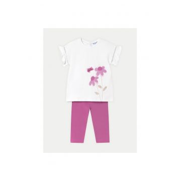 Set tricou si colanti fete  1734 - Bumbac/Elastan - Roz