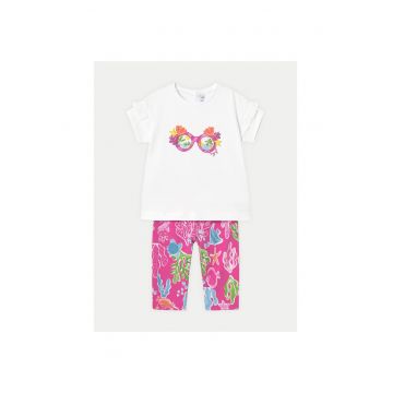Set tricou si colanti fete  1739 - Bumbac/Elastan - Multicolor
