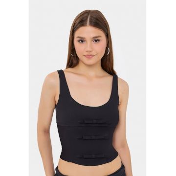 Top bodycon -  fara maneci - decolteu rotund - bej - textil