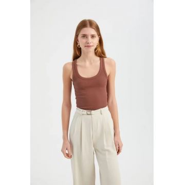 Top  camisol - guler rotund - maro - jerseu