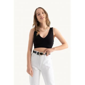 Top sutien  decolteu adanc in V - spate in V - negru