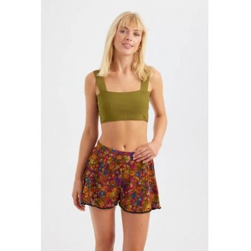 Top  -  top scurt cu decolteu patrat - verde - material textil