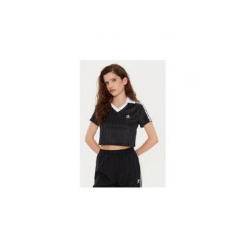 Tricou crop cu detalii logo