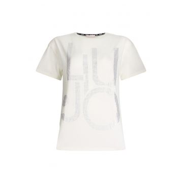 Tricou cu decolteu la baza gatului si paiete