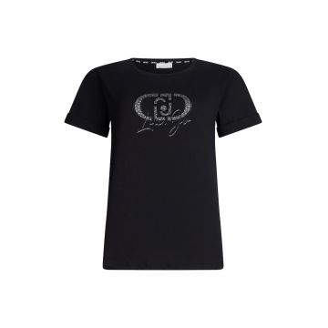 Tricou cu decolteu la baza gatului si paiete