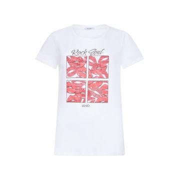 Tricou cu imprimeu grafic si decolteu rotund